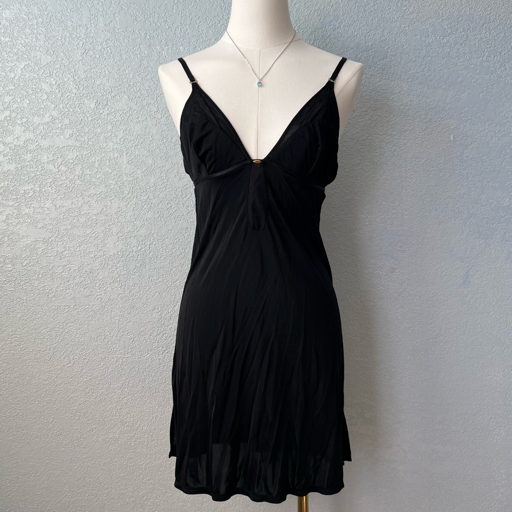 Victoria’s Secret Very Sexy Black Slip Chemise Nightgown Dress Size L